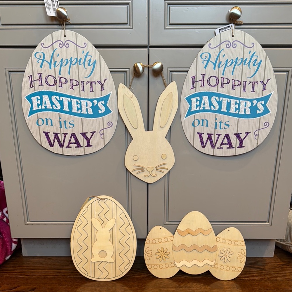 Easter Wooden Decor Set with Bunny and Eggs